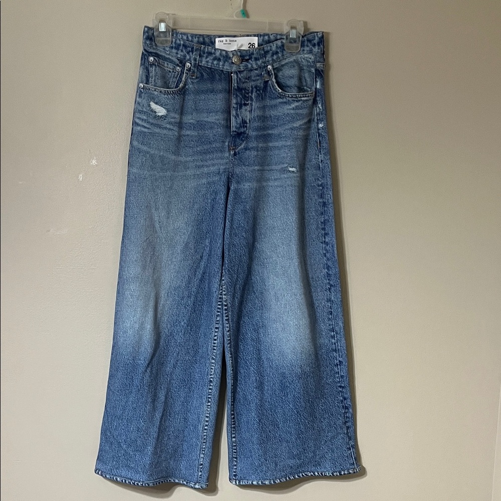rag & bone Blue Flare & Wide Leg Miramar Cotton Terry Jeans